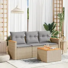 vidaXL 4 részes vegyes bézs polyrattan kerti ülőgarnitúra párnákkal kerti bútor
