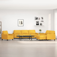 vidaXL 4 részes világossárga szövet ülőgarnitúra párnákkal bútor