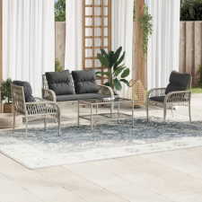 vidaXL 4 részes világosszürke polyrattan kerti ülőgarnitúra párnákkal kerti bútor