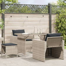 vidaXL 4 részes világosszürke polyrattan kerti ülőgarnitúra párnákkal kerti bútor