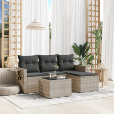 vidaXL 4 részes világosszürke polyrattan kerti ülőgarnitúra párnákkal kerti bútor