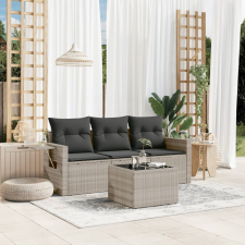 vidaXL 4 részes világosszürke polyrattan kerti ülőgarnitúra párnákkal kerti bútor