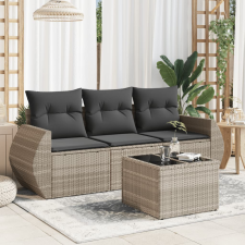 vidaXL 4 részes világosszürke polyrattan kerti ülőgarnitúra párnákkal kerti bútor