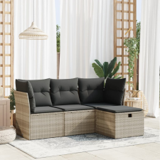 vidaXL 4 részes világosszürke polyrattan kerti ülőgarnitúra párnákkal kerti bútor
