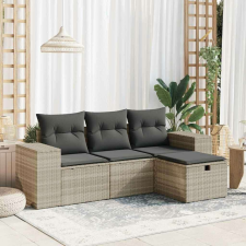 vidaXL 4 részes világosszürke polyrattan kerti ülőgarnitúra párnákkal kerti bútor