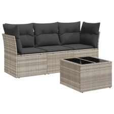 vidaXL 4 részes világosszürke polyrattan kerti ülőgarnitúra párnákkal (3249061) kerti bútor