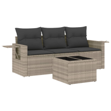 vidaXL 4 részes világosszürke polyrattan kerti ülőgarnitúra párnákkal (3252209) kerti bútor