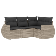 vidaXL 4 részes világosszürke polyrattan kerti ülőgarnitúra párnákkal (3253649) kerti bútor