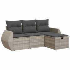 vidaXL 4 részes világosszürke polyrattan kerti ülőgarnitúra párnákkal (3325558) kerti bútor