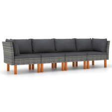 vidaXL 4 személyes szürke polyrattan kerti kanapé párnákkal kerti bútor