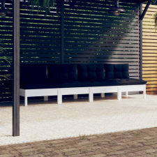 vidaXL 4 személyes tömör fenyőfa kerti kanapé antracitszürke párnákkal kerti bútor