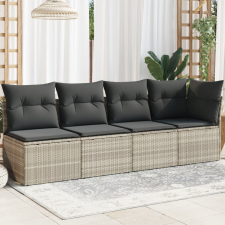 vidaXL 4 személyes világosszürke polyrattan kerti kanapé párnával kerti bútor