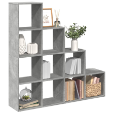 vidaXL 4 szintes betonszürke szerelt fa könyvespolc 131,5x29x131,5 cm bútor