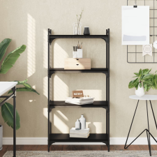 vidaXL 4 szintes fekete szerelt fa könyvespolc 60 x 30 x 120 cm bútor