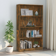 vidaXL 4 szintes füstös tölgyszínű fa könyvszekrény 80 x 24 x 142 cm bútor