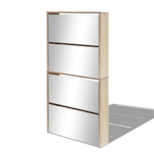 vidaXL 4 szintes tükrös tölgy cipőszekrény 63 x 17 x 134 cm (273935) bútor
