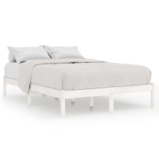 vidaXL 4FT6 Double fehér tömör fa ágykeret 135 x 190 cm (809993) ágy és ágykellék