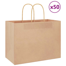 vidaXL 50 db barna kraft papírzacskók fogantyúkkal 32x17x25 cm ajándéktasak