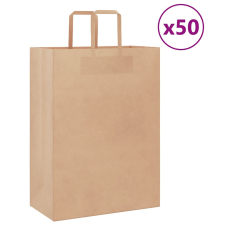 vidaXL 50 db barna kraft papírzacskók fogantyúkkal 32x17x44 cm ajándéktasak