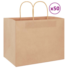 vidaXL 50 db barna kraft papírzacskók fogantyúkkal 32x22x24 cm ajándéktasak