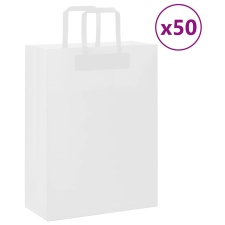 vidaXL 50 db fehér kraft papírzacskók fogantyúkkal 26x12x35 cm ajándéktasak