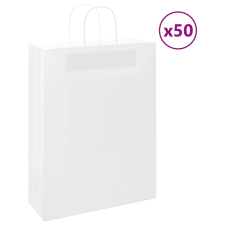 vidaXL 50 db fehér kraft papírzacskók fogantyúkkal 32x12x42 cm ajándéktasak
