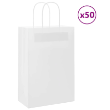 vidaXL 50 db fehér papírzacskók fogantyúkkal 21x11x31 cm ajándéktasak