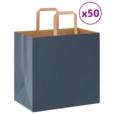 vidaXL 50 db kék kraft papírzacskók fogantyúkkal 26x17x25 cm ajándéktasak