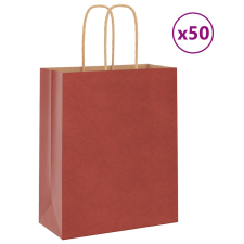 vidaXL 50 db piros kraft papírzacskók fogantyúkkal 18x8x22 cm ajándéktasak