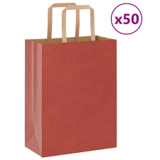 vidaXL 50 db piros kraft papírzacskók fogantyúkkal 21x11x28 cm ajándéktasak