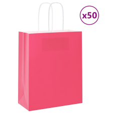 vidaXL 50 db rózsaszín kraft papírzacskók fogantyúkkal 18x8x22 cm ajándéktasak