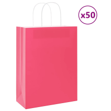 vidaXL 50 db rózsaszín kraft papírzacskók fogantyúkkal 26x12x35 cm ajándéktasak