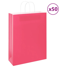 vidaXL 50 db rózsaszín kraft papírzacskók fogantyúkkal 32x12x42 cm ajándéktasak