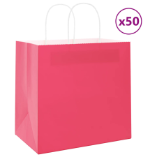 vidaXL 50 db rózsaszín papírzacskók fogantyúkkal 26x17x25 cm ajándéktasak