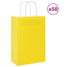 vidaXL 50 db sárga kraft papírzacskók fogantyúkkal 21x11x31 cm ajándéktasak