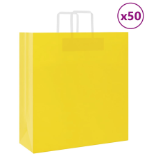 vidaXL 50 db sárga kraft papírzacskók fogantyúkkal 45x17x48 cm ajándéktasak