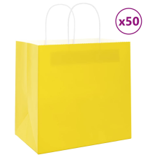 vidaXL 50 db sárga papírzacskók fogantyúkkal 26x17x25 cm ajándéktasak