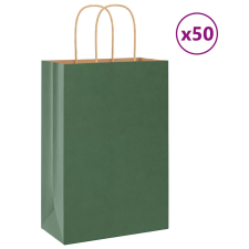 vidaXL 50 db zöld kraft papírzacskók fogantyúkkal 21x11x31 cm ajándéktasak