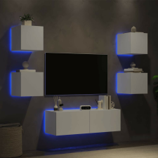 vidaXL 5 darab fehér falra szerelhető TV-szekrény LED-del bútor
