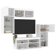 vidaXL 5 darab fehér szerelt fa fali TV-bútor LED-del bútor
