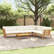 vidaXL 5 Darab Kerti raklapos kanapé egységek Tömör Akácfa Természetes kerti bútor