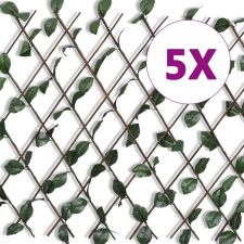 vidaXL 5 darab rácsos fűzfa kerítés műlevéllel 180 x 90 cm kerti bútor