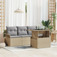 vidaXL 5 Darabos Kert Sofa Szett Párnákkal Bézs Poli Rattan kerti bútor