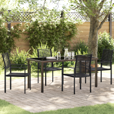 vidaXL 5 darabos kerti étkező szett Fekete PVC Rattan kerti bútor