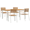 vidaXL 5 darabos Kerti Étkező Szett Tömör Akácfából, Kültéri Étkezőasztal 180x90x75 cm Tömör Akácfából, Összecsukható Kerti Székek 4 db Tömör Akácfa és Acél (3334777)