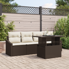 vidaXL 5 darabos kerti kanapé szett párnákkal Barna poli rattan kerti bútor