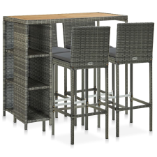 vidaXL 5 darabos szürke polyrattan kerti bárszett párnákkal kerti bútor