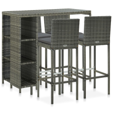 vidaXL 5 darabos szürke polyrattan kerti bárszett párnákkal (3064919) kerti bútor