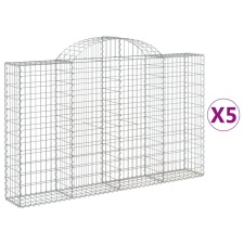vidaXL 5 db íves horganyzott vas gabion kosár 200x30x120/140 cm (3146134) kerti tárolás