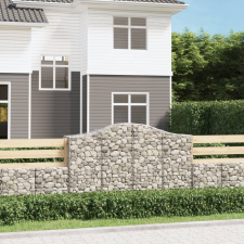 vidaXL 5 db íves horganyzott vas gabion kosár 200x50x120/140 cm kerti tárolás